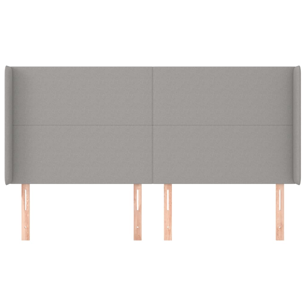 Tăblie de pat cu aripioare gri deschis 203x16x118/128 cm textil GartenMobel Dekor