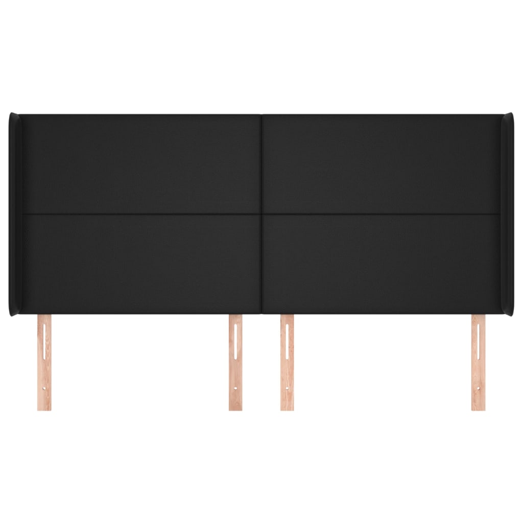 Tăblie de pat cu aripioare, negru, 203x16x118/128 cm, piele eco GartenMobel Dekor