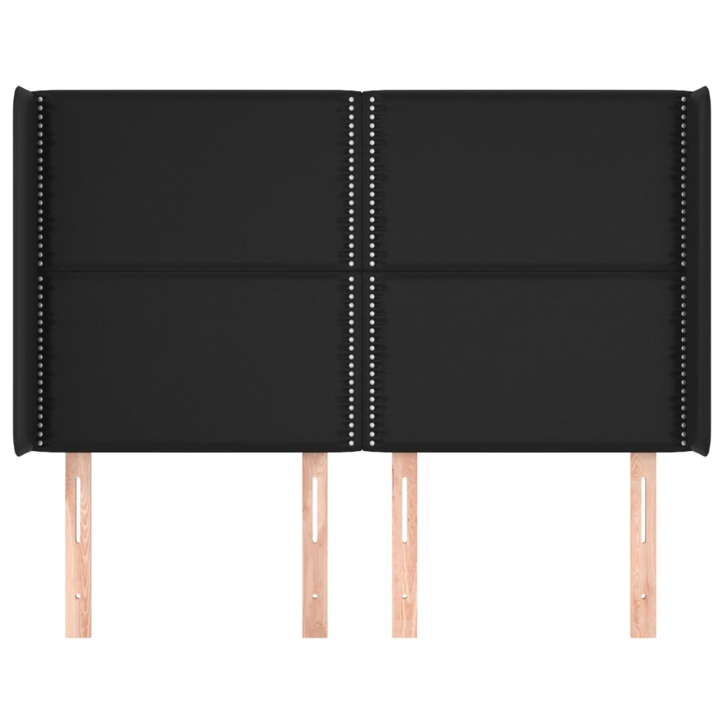 Tăblie de pat cu aripioare, negru, 147x16x118/128 cm, piele eco GartenMobel Dekor