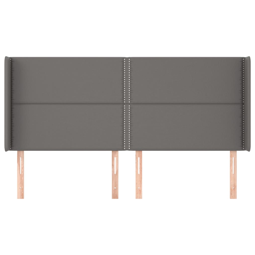 Tăblie de pat cu aripioare gri 203x16x118/128 cm piele eco GartenMobel Dekor