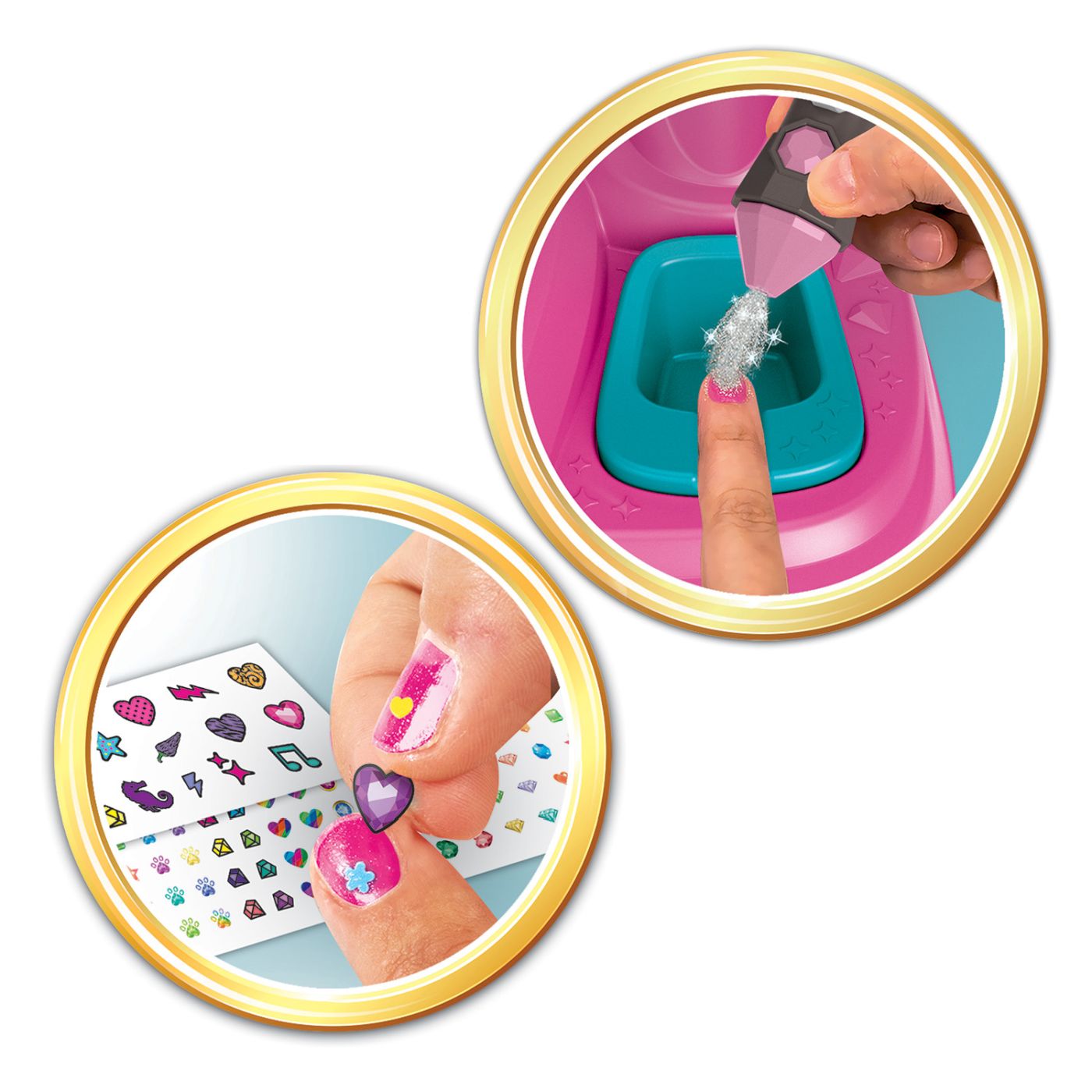 Studio de arta pentru unghii Crazy Chic cu glitter si uscator, 6+ ani