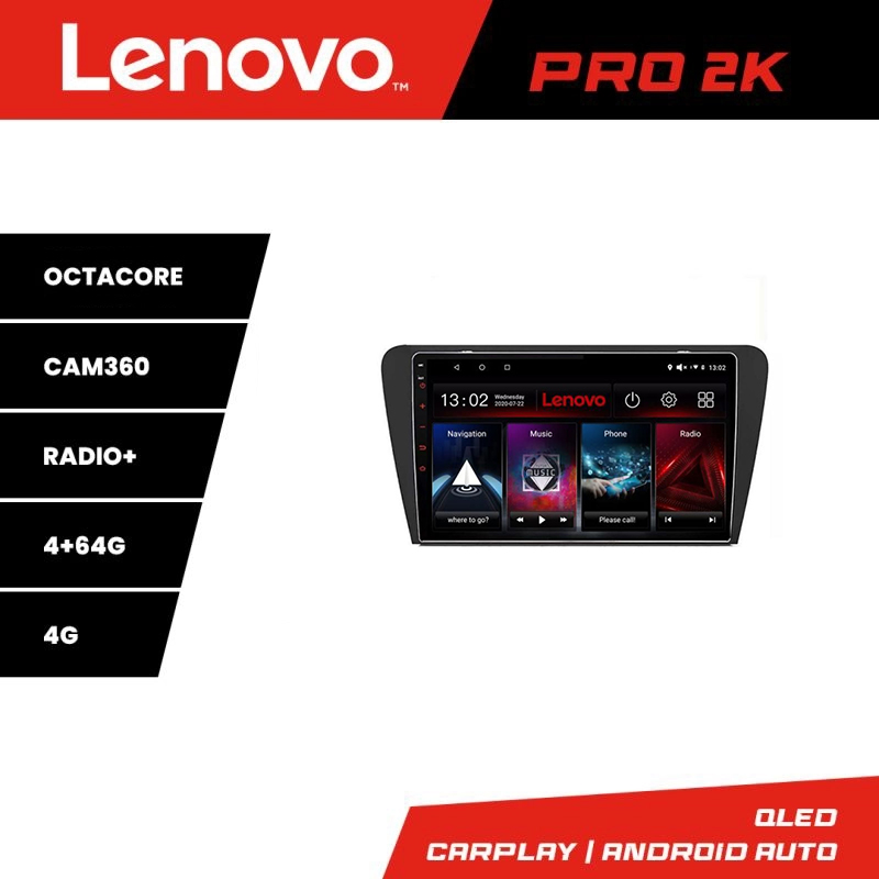 Navigație Android Lenovo QLED 2K 4+64GB pentru Skoda Octavia 3 cu 360