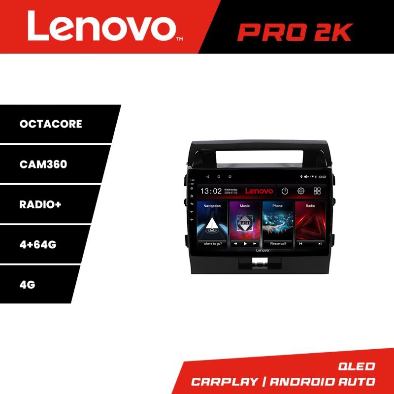 Navigație Toyota Land Cruiser 2008-2015 Lenovo QLED 2K 4GB+64GB Android
