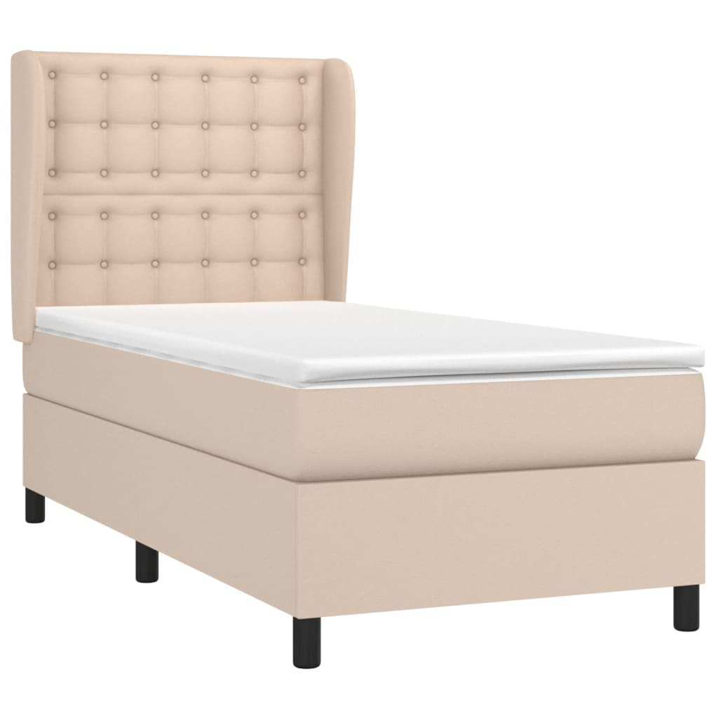 Pat box spring cu saltea, cappuccino, 100x200cm piele ecologică GartenMobel Dekor