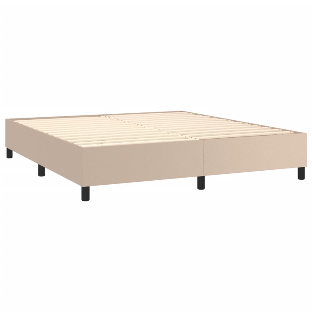 Pat box spring cu saltea, cappuccino, 160x200cm piele ecologică GartenMobel Dekor