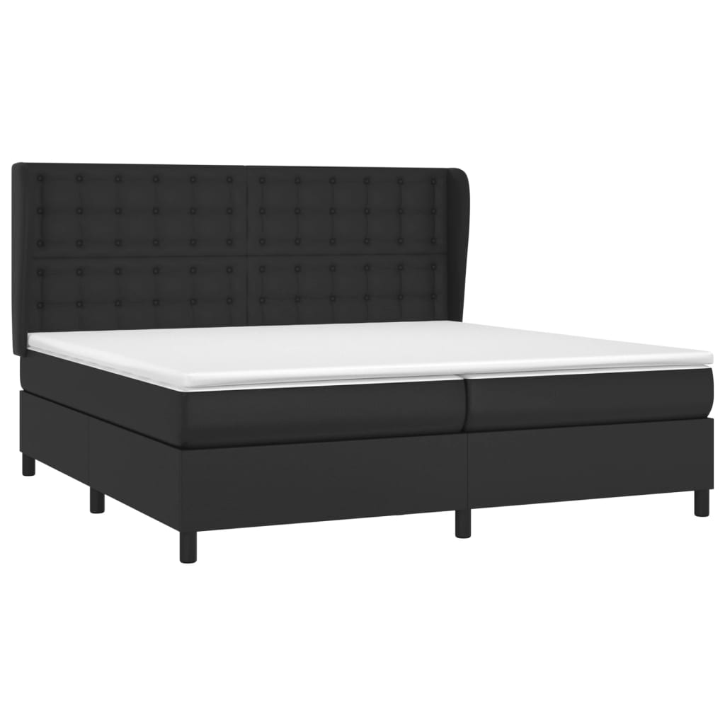 Pat box spring cu saltea, negru, 200x200 cm, piele ecologică GartenMobel Dekor