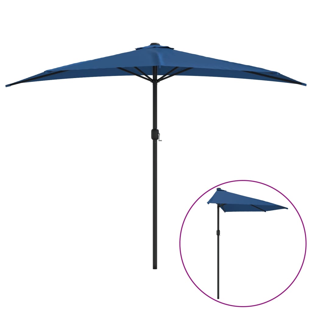 Umbrelă balcon, tijă aluminiu albastru 300x155x223cm semirotund GartenMobel Dekor
