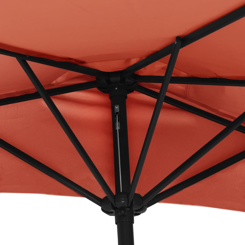 Umbrelă balcon tijă aluminiu cărămiziu 300x155x223cm semirotund GartenMobel Dekor