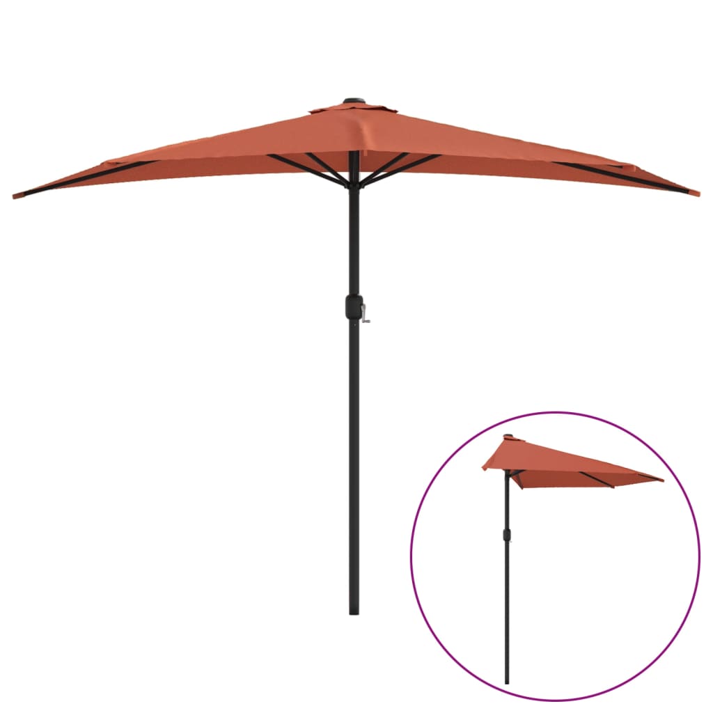 Umbrelă balcon tijă aluminiu cărămiziu 300x155x223cm semirotund GartenMobel Dekor
