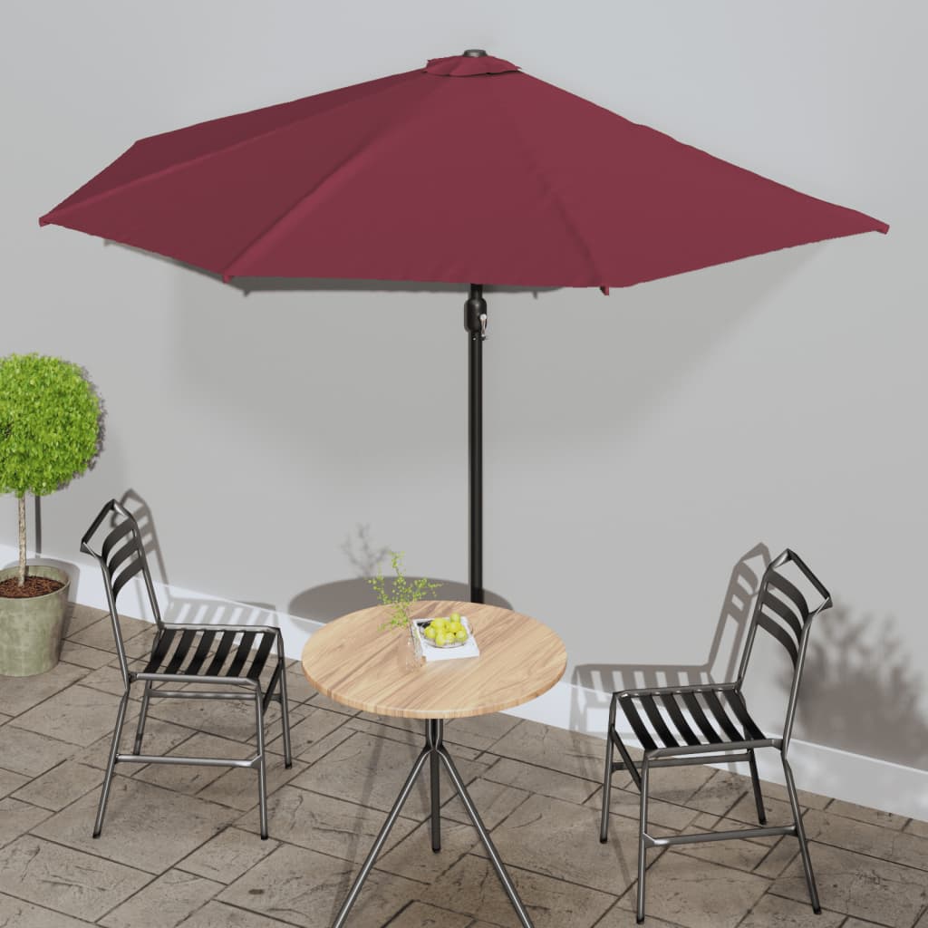 Umbrelă de balcon, tijă aluminiu bordo 300x155x223cm semirotund GartenMobel Dekor