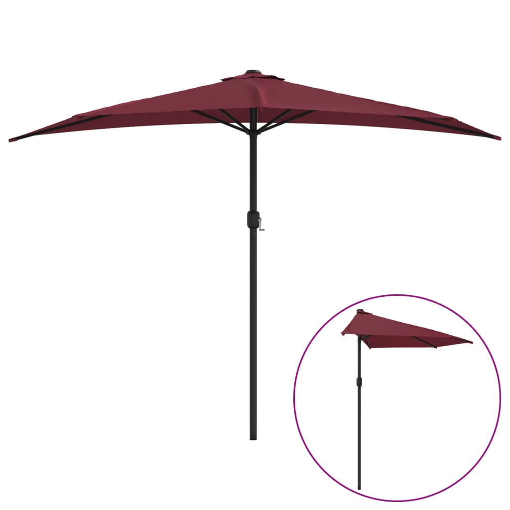 Umbrelă de balcon, tijă aluminiu bordo 300x155x223cm semirotund GartenMobel Dekor