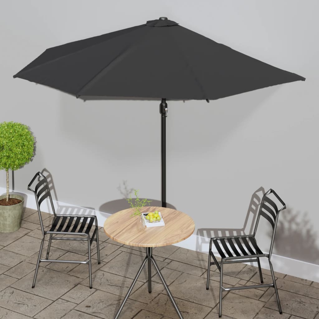 Umbrelă de balcon tijă aluminiu negru 300x155x223cm semirotund GartenMobel Dekor