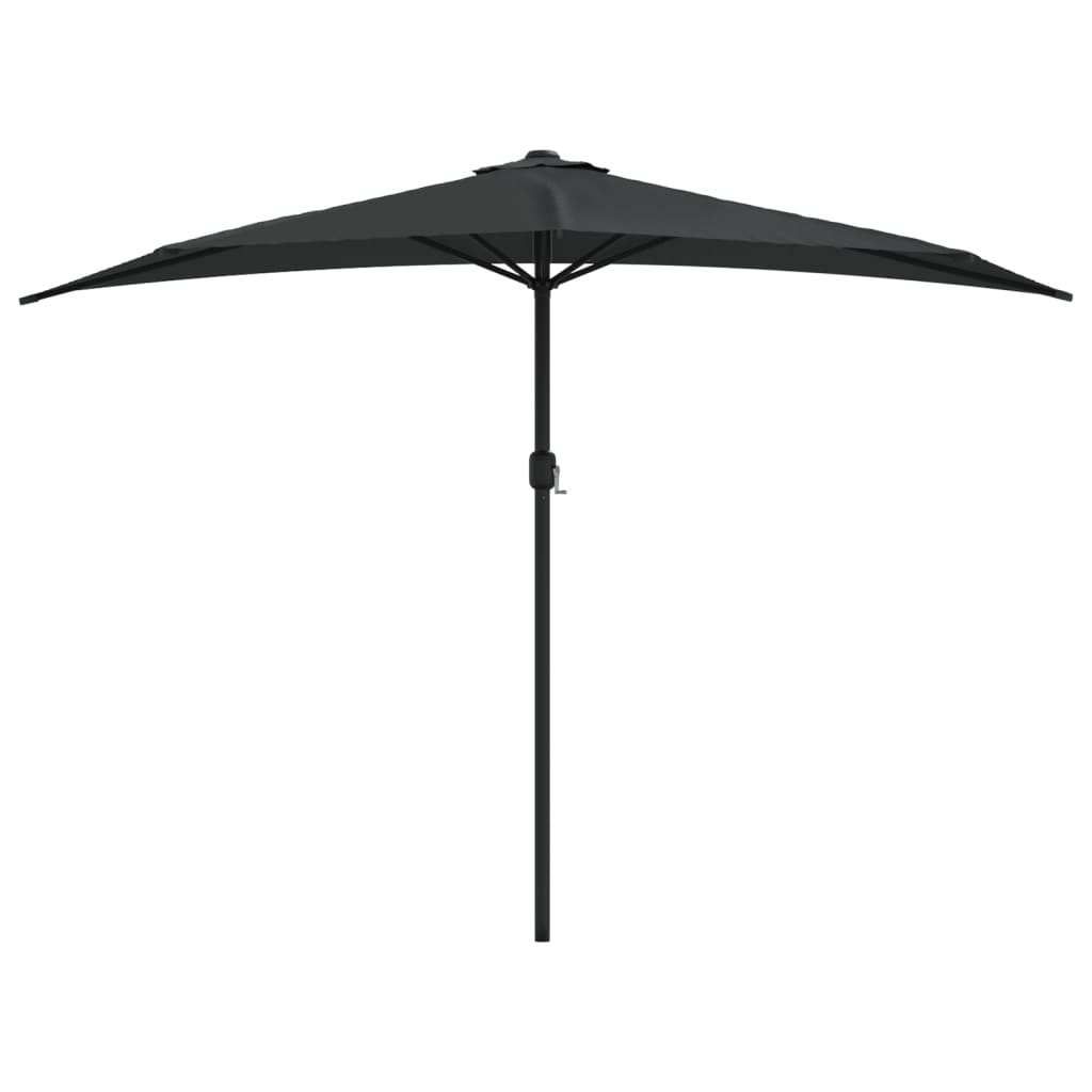 Umbrelă de balcon tijă aluminiu negru 300x155x223cm semirotund GartenMobel Dekor