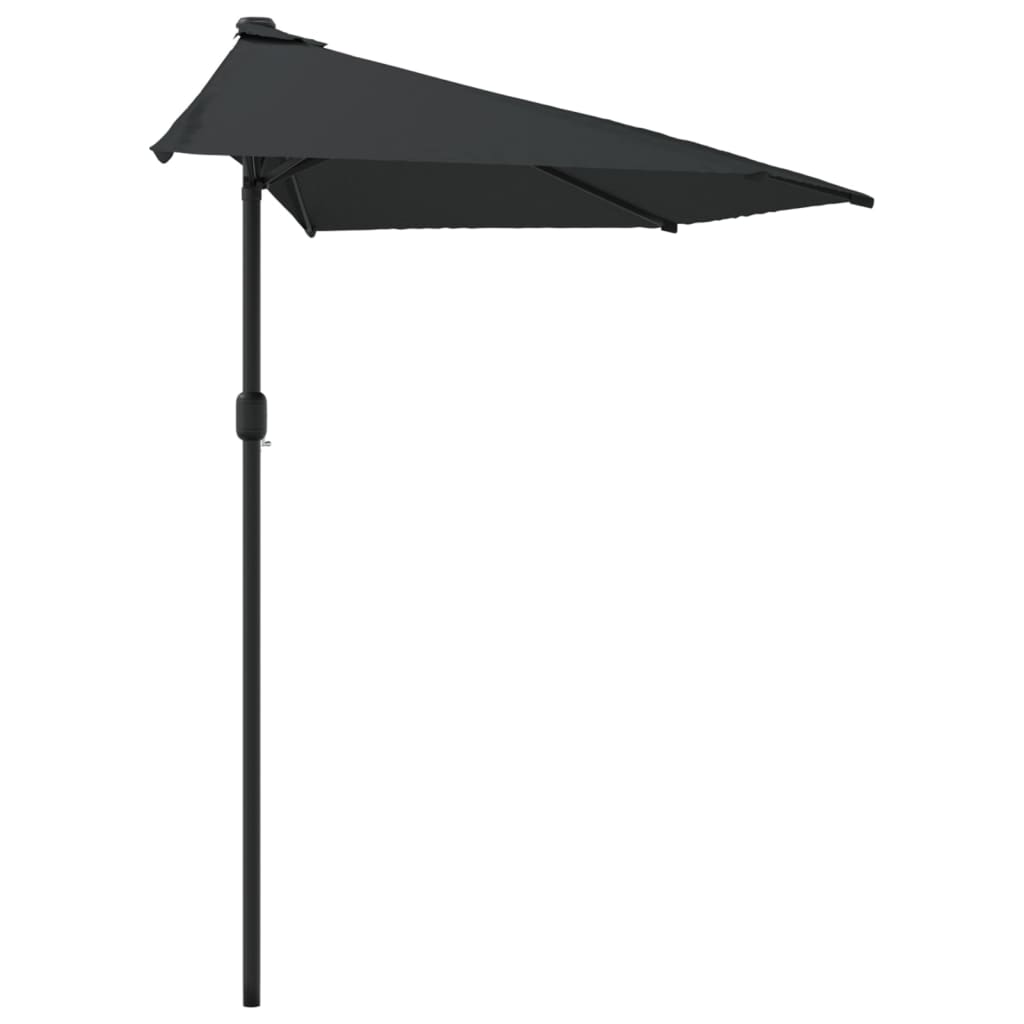 Umbrelă de balcon tijă aluminiu negru 300x155x223cm semirotund GartenMobel Dekor