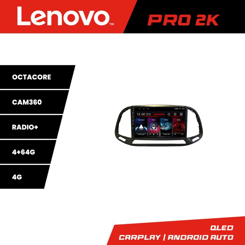 Navigație Android Fiat Doblo 2015-2018 Lenovo QLED 2K 4GB+64GB 360