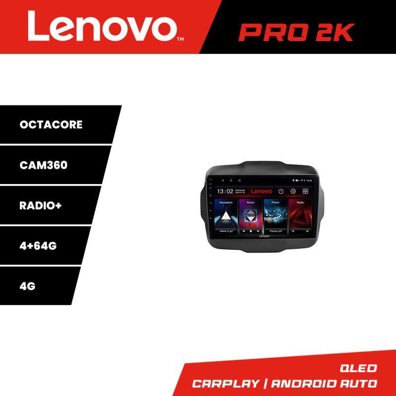 Navigație Jeep Renegade 2015-2020 Lenovo Pro 2K QLED 4GB+64GB Android
