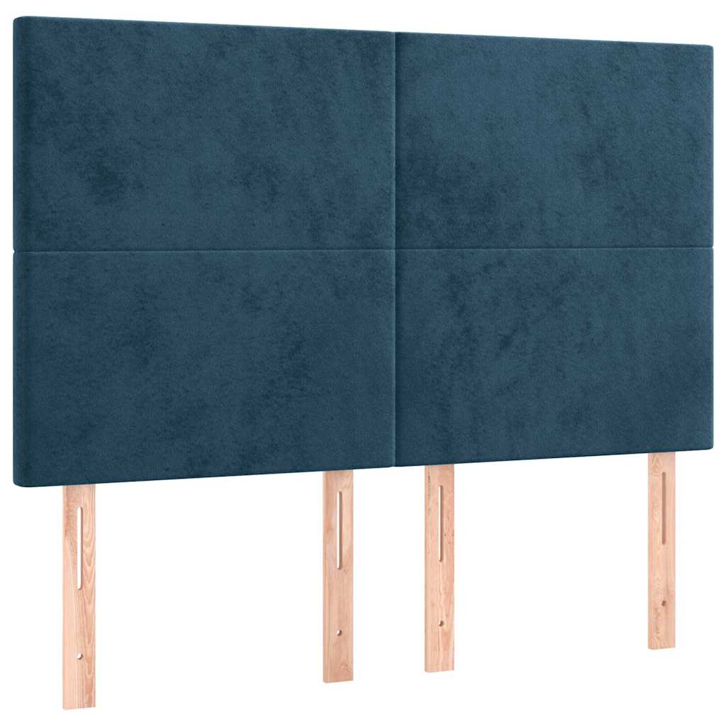 Pat box spring cu saltea, albastru închis, 140x200 cm, catifea GartenMobel Dekor