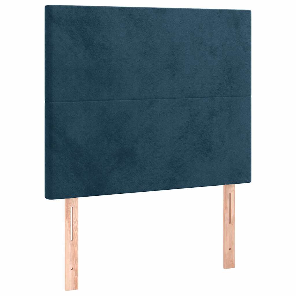 Pat box spring cu saltea, albastru închis, 90x190 cm, catifea GartenMobel Dekor