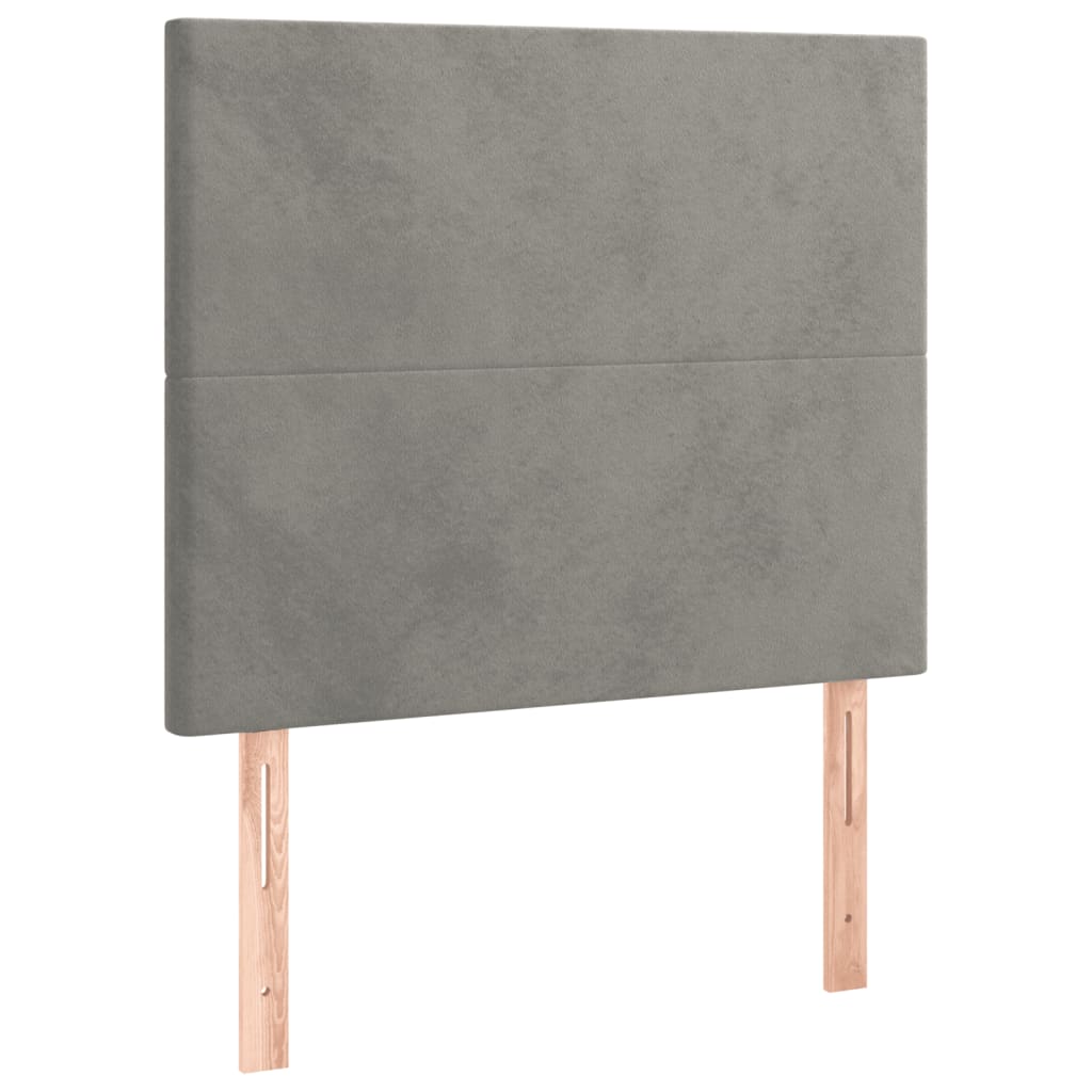 Pat box spring cu saltea, gri deschis, 100x200 cm, catifea GartenMobel Dekor
