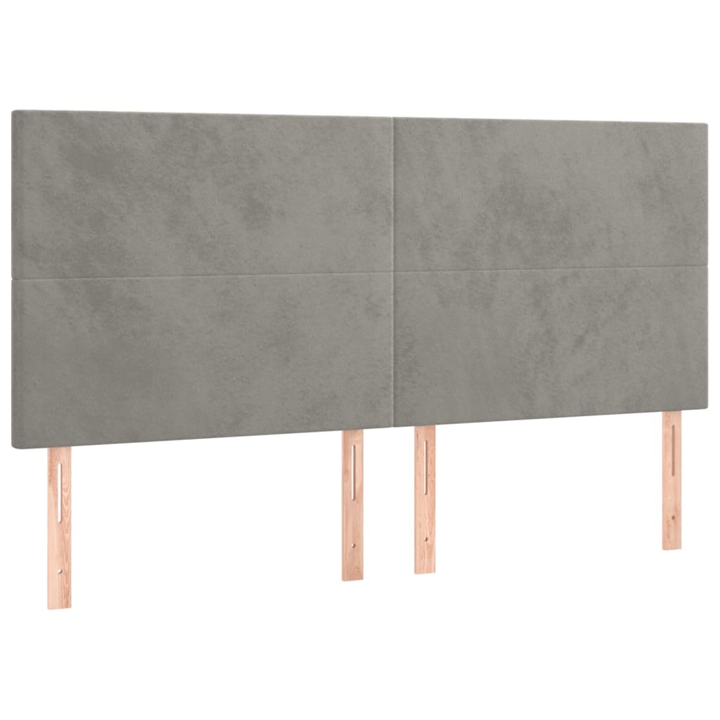 Pat box spring cu saltea, gri deschis, 200x200 cm, catifea GartenMobel Dekor
