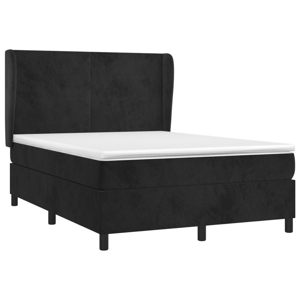 Pat box spring cu saltea, negru, 140x200 cm, catifea GartenMobel Dekor