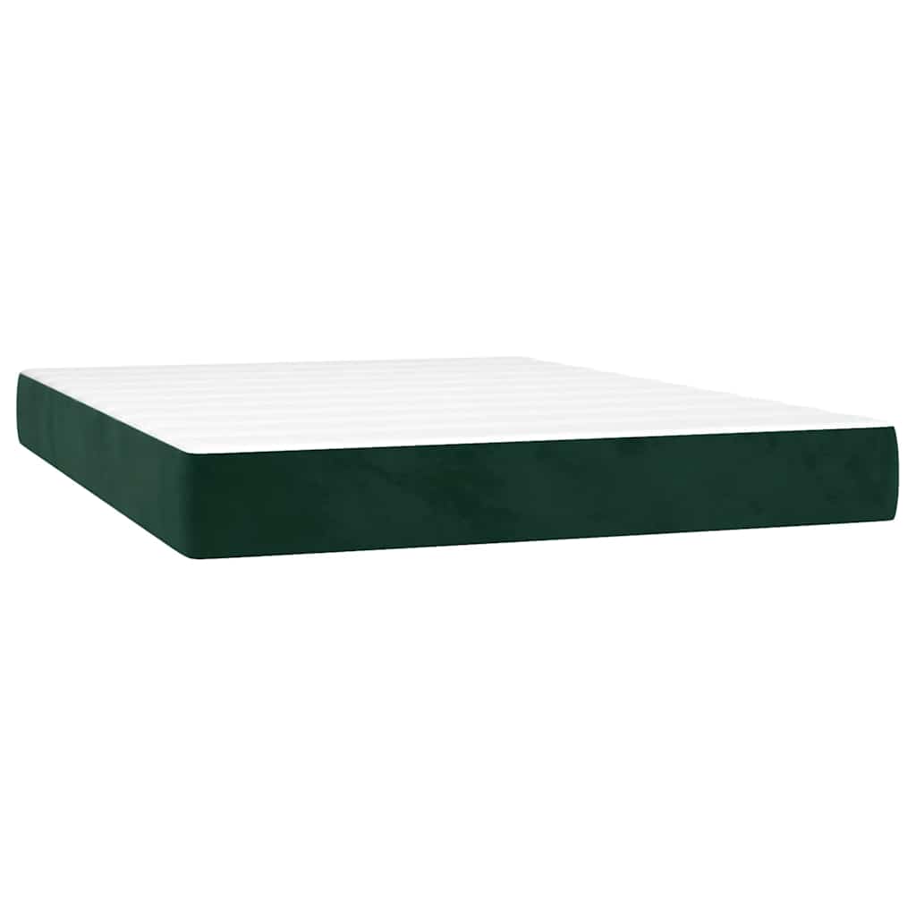 Pat box spring cu saltea, verde închis, 140x200 cm, catifea GartenMobel Dekor