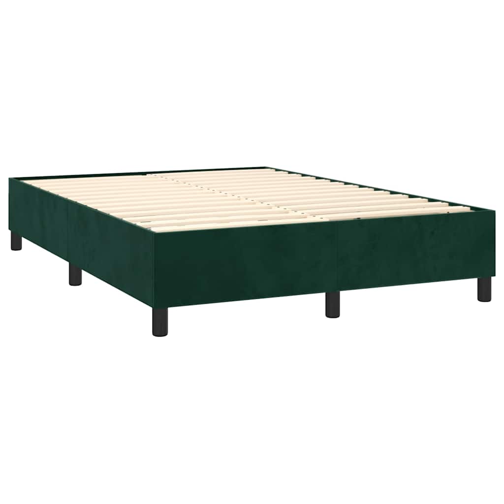 Pat box spring cu saltea, verde închis, 140x200 cm, catifea GartenMobel Dekor