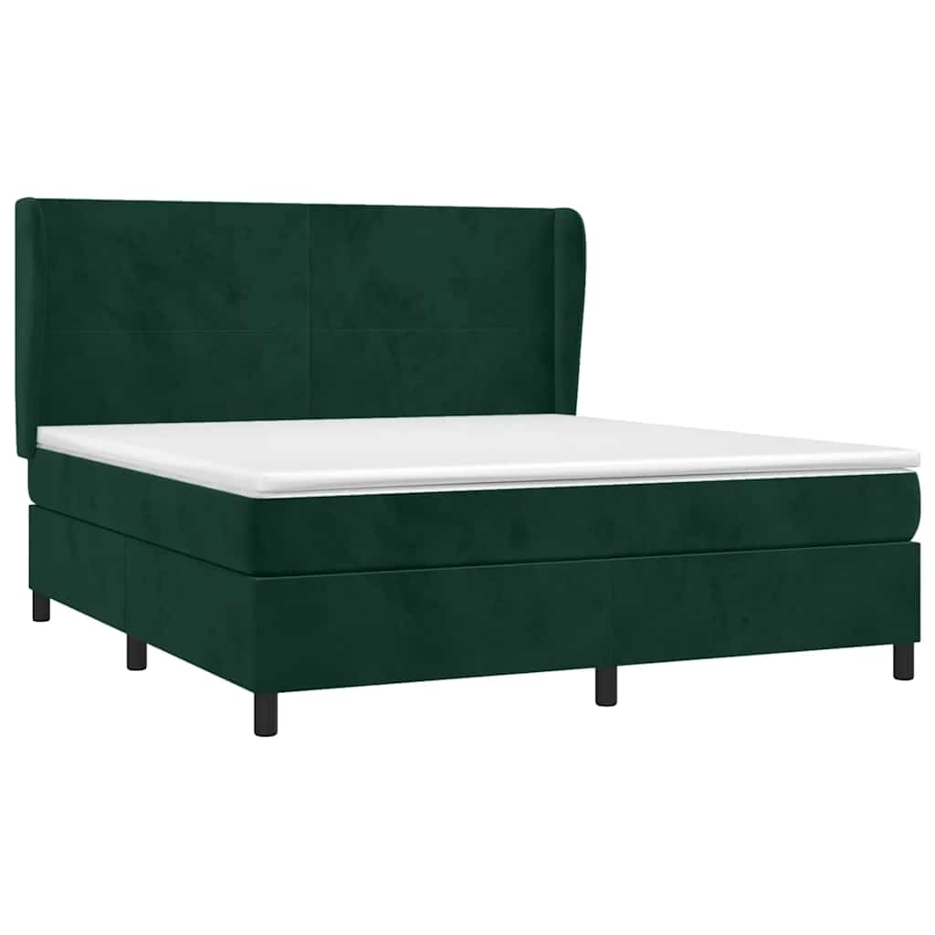 Pat box spring cu saltea, verde închis, 180x200 cm, catifea GartenMobel Dekor