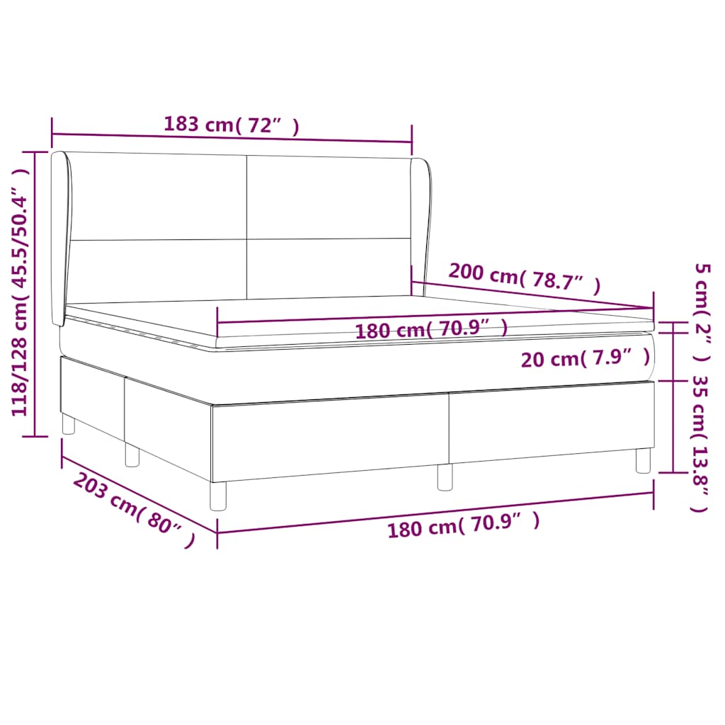 Pat box spring cu saltea, verde închis, 180x200 cm, catifea GartenMobel Dekor