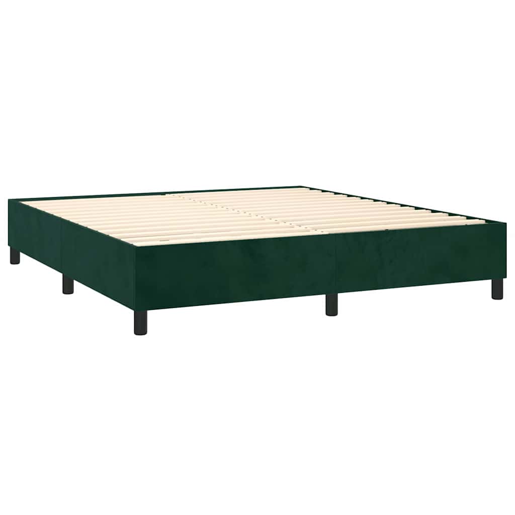 Pat box spring cu saltea, verde închis, 180x200 cm, catifea GartenMobel Dekor