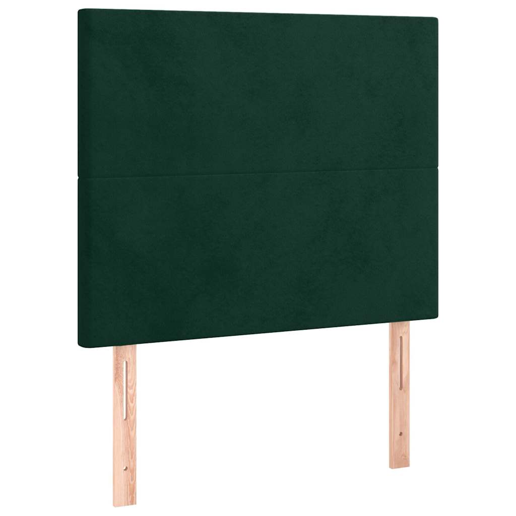 Pat box spring cu saltea, verde închis, 90x200 cm, catifea GartenMobel Dekor