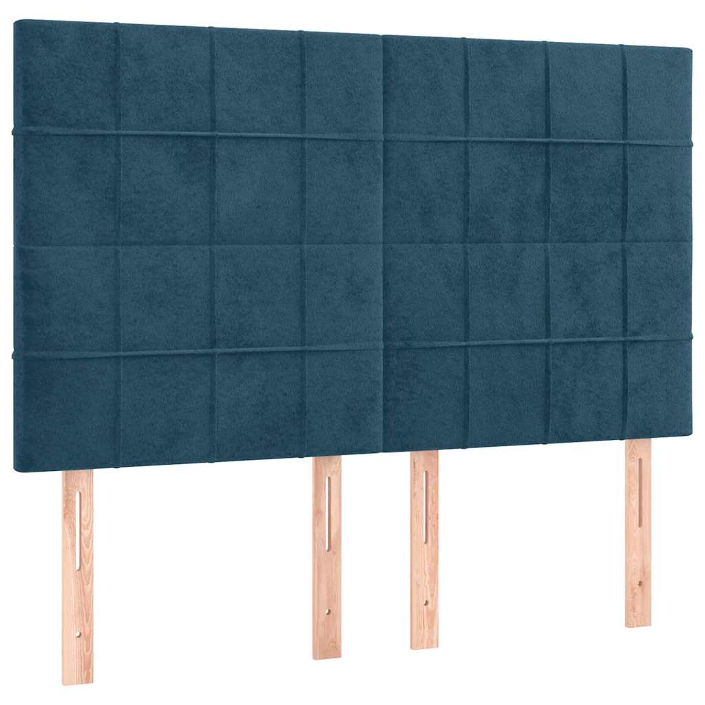Pat box spring cu saltea, albastru închis, 140x190 cm, catifea GartenMobel Dekor