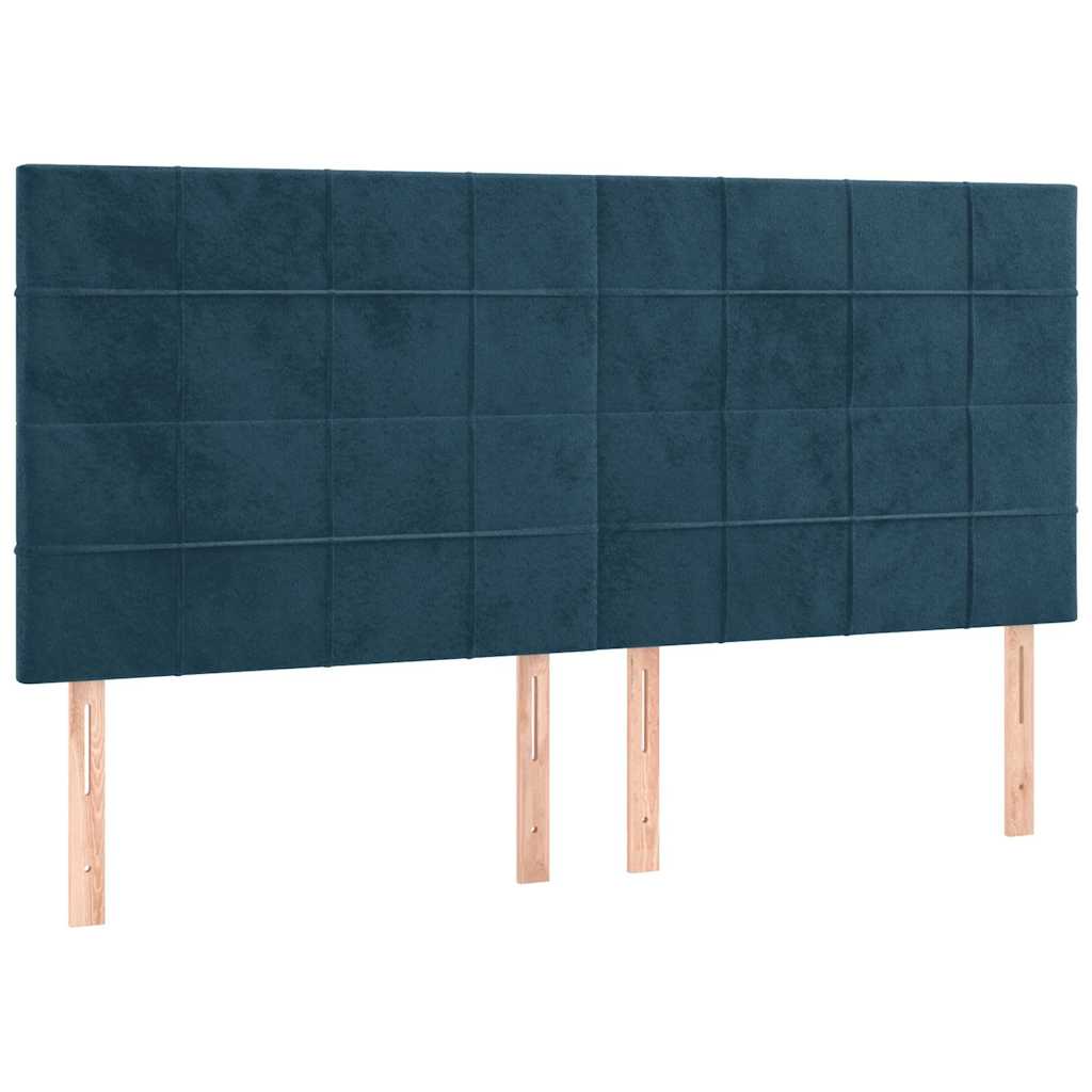Pat box spring cu saltea, albastru închis, 160x200 cm, catifea GartenMobel Dekor