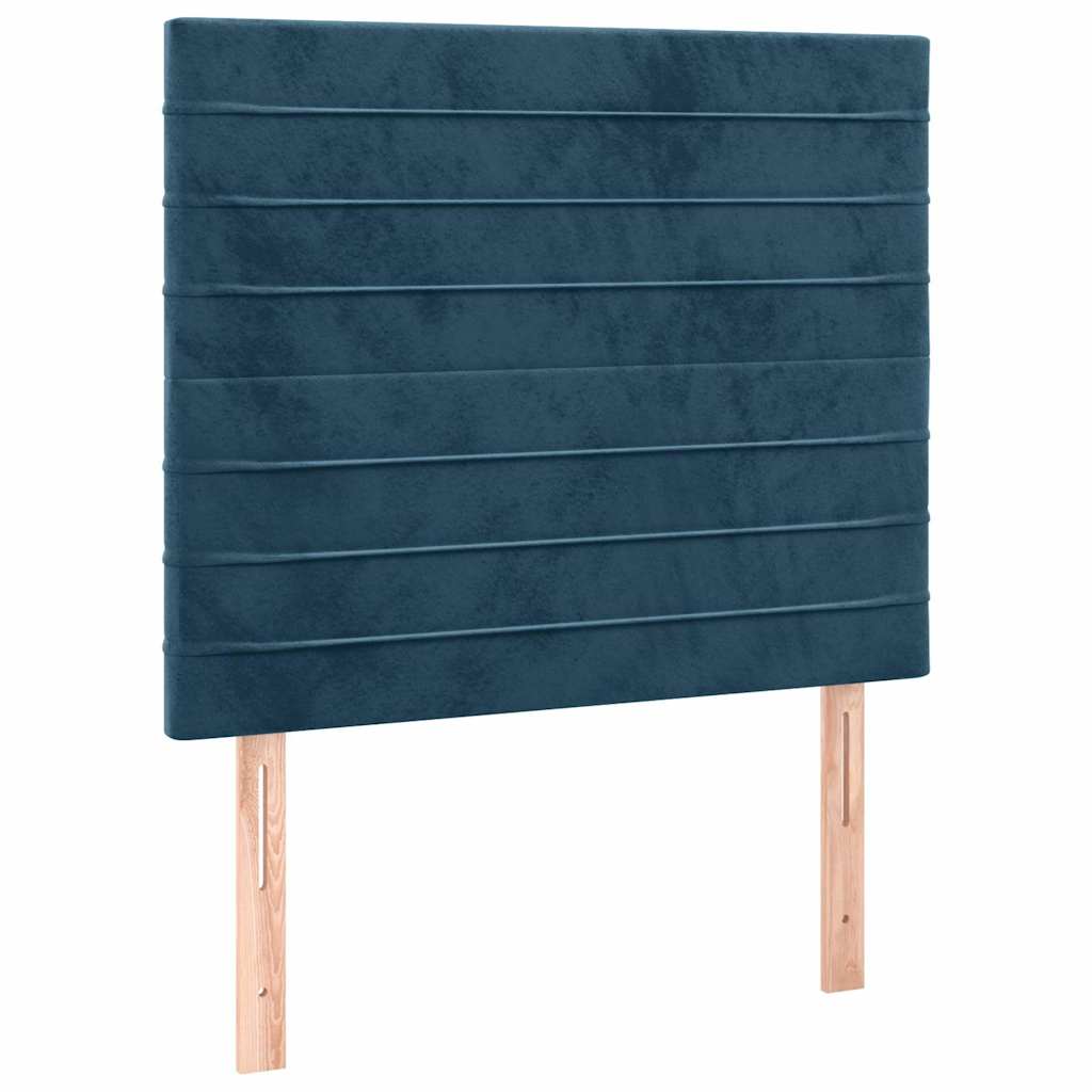 Pat box spring cu saltea, albastru închis, 90x190 cm, catifea GartenMobel Dekor