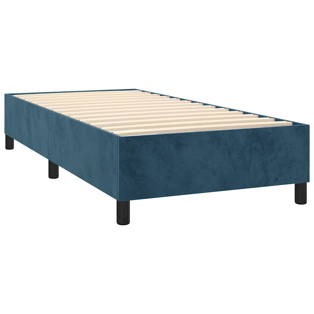 Pat box spring cu saltea, albastru închis, 90x190 cm, catifea GartenMobel Dekor
