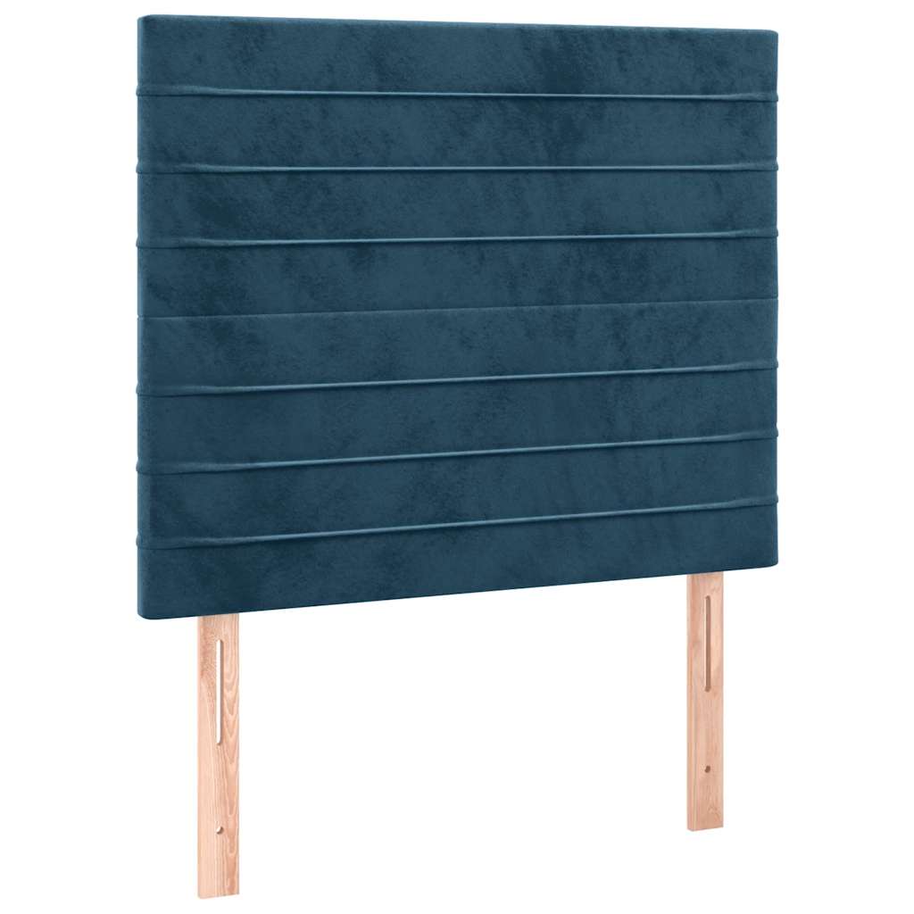 Pat box spring cu saltea, albastru închis, 90x200 cm, catifea GartenMobel Dekor