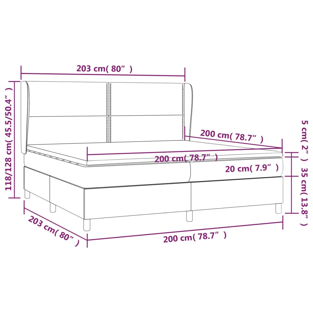 Pat box spring cu saltea, gri deschis, 200x200 cm, catifea GartenMobel Dekor