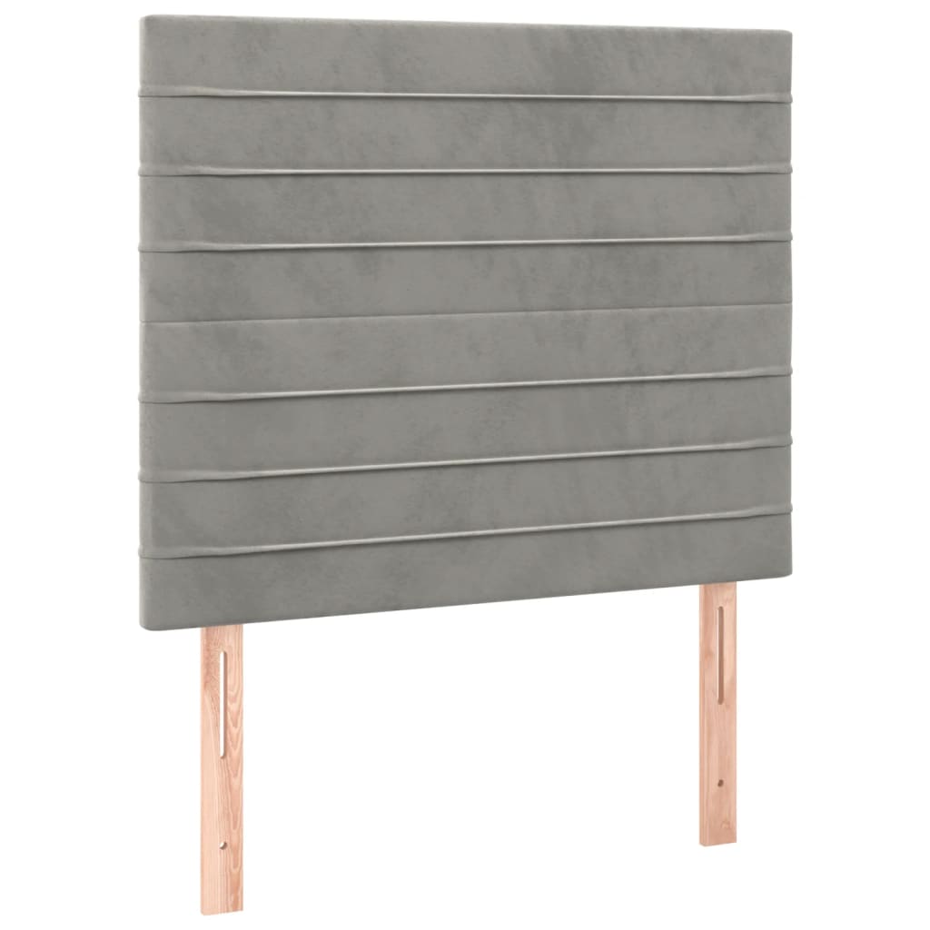 Pat box spring cu saltea, gri deschis, 90x190 cm, catifea GartenMobel Dekor