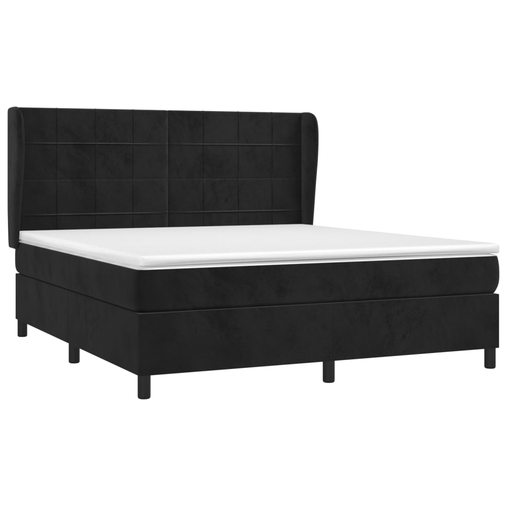Pat box spring cu saltea, negru, 180x200 cm, catifea GartenMobel Dekor