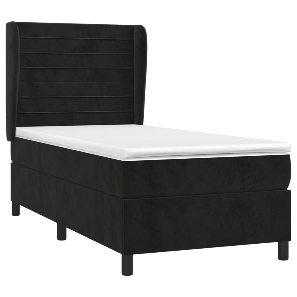 Pat box spring cu saltea, negru, 80x200 cm, catifea GartenMobel Dekor