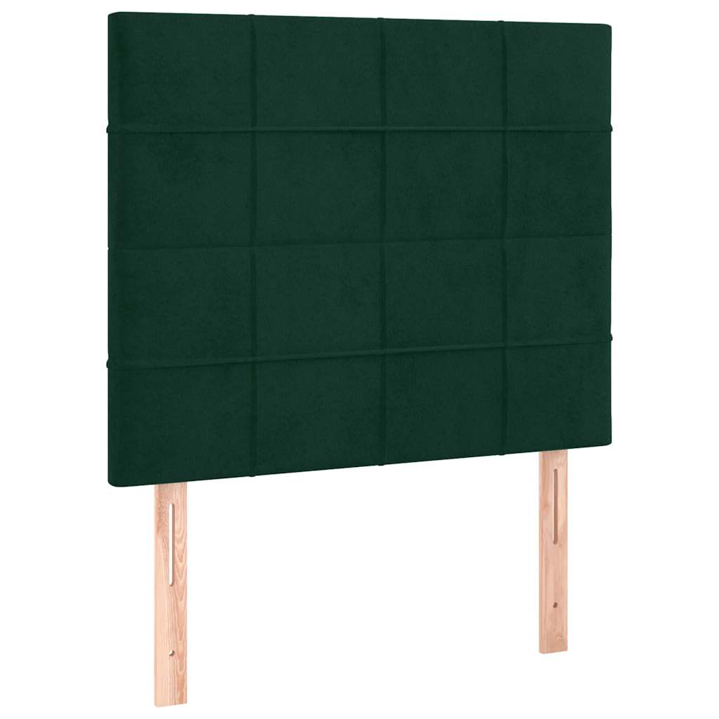 Pat box spring cu saltea, verde închis, 100x200 cm, catifea GartenMobel Dekor