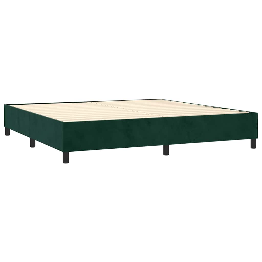 Pat box spring cu saltea, verde închis, 200x200 cm, catifea GartenMobel Dekor