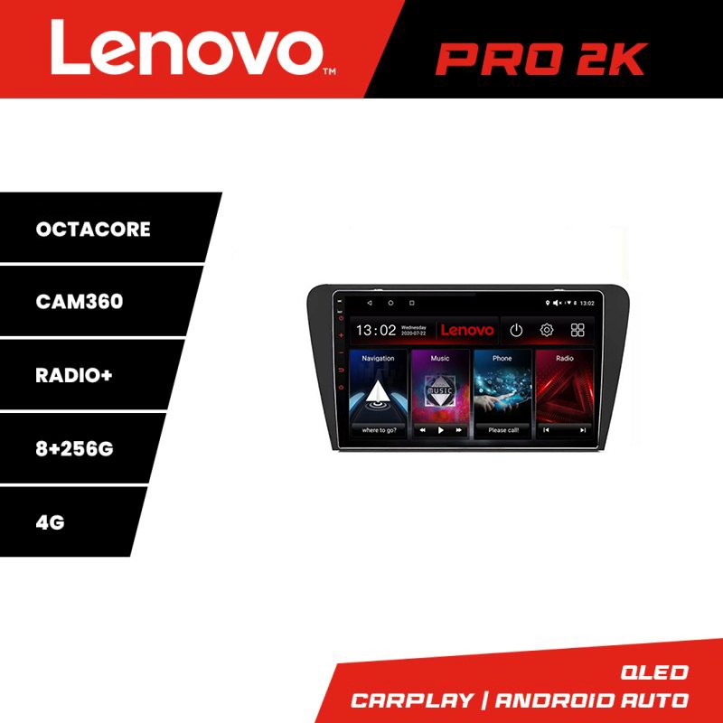 Navigatie Lenovo Pro 2K pentru Skoda Octavia 3, QLED 2K, 8GB+256GB