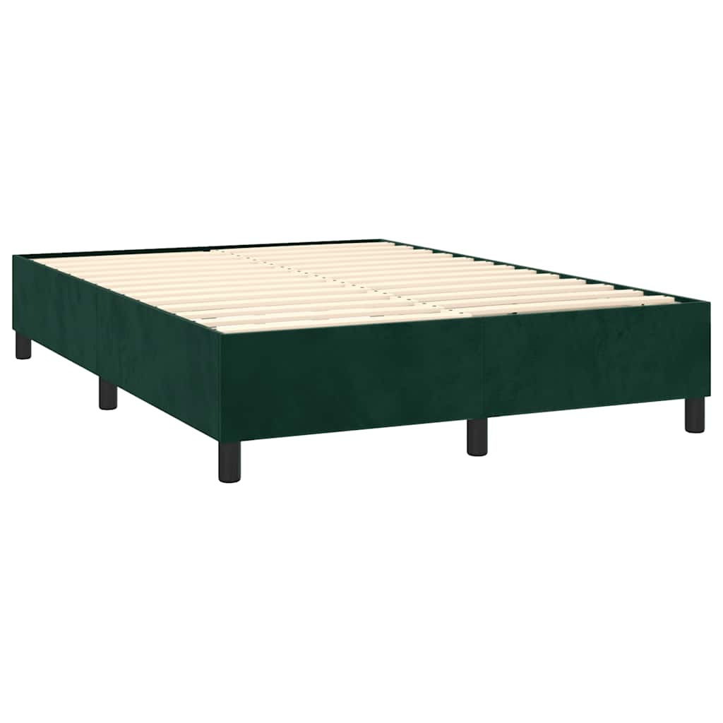 Pat box spring cu saltea, verde închis, 140x190 cm, catifea GartenMobel Dekor