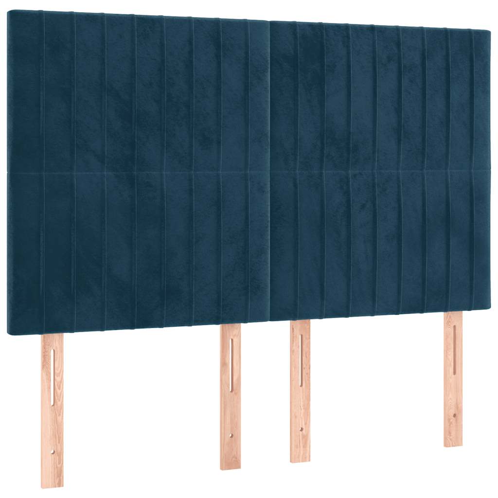 Pat box spring cu saltea, albastru închis, 140x200 cm, catifea GartenMobel Dekor