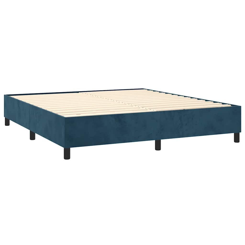Pat box spring cu saltea, albastru închis, 180x200 cm, catifea GartenMobel Dekor