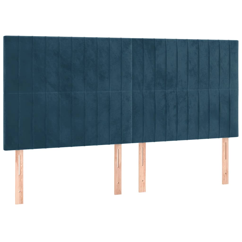 Pat box spring cu saltea, albastru închis, 200x200 cm, catifea GartenMobel Dekor