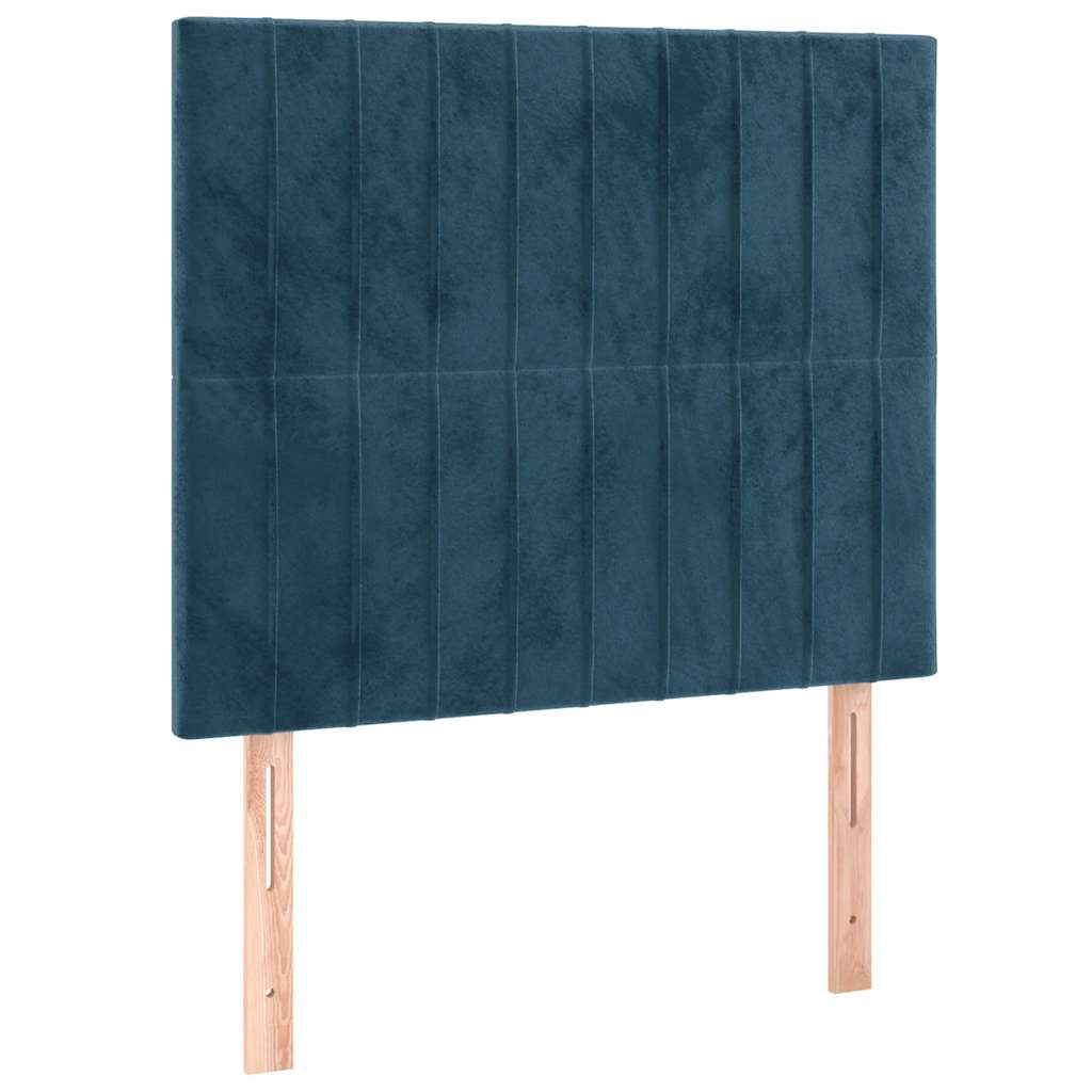 Pat box spring cu saltea, albastru închis, 90x190 cm, catifea GartenMobel Dekor