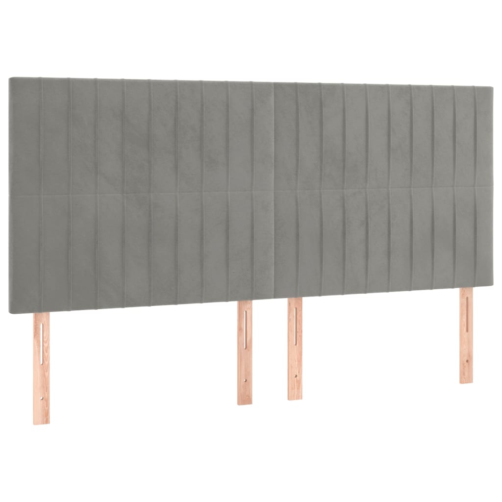 Pat box spring cu saltea, gri deschis, 160x200 cm, catifea GartenMobel Dekor