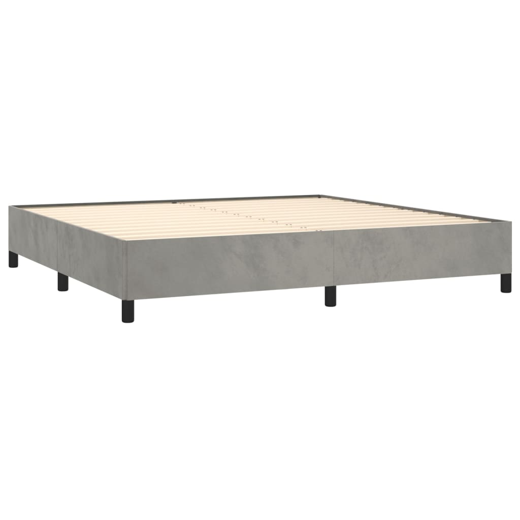 Pat box spring cu saltea, gri deschis, 200x200 cm, catifea GartenMobel Dekor